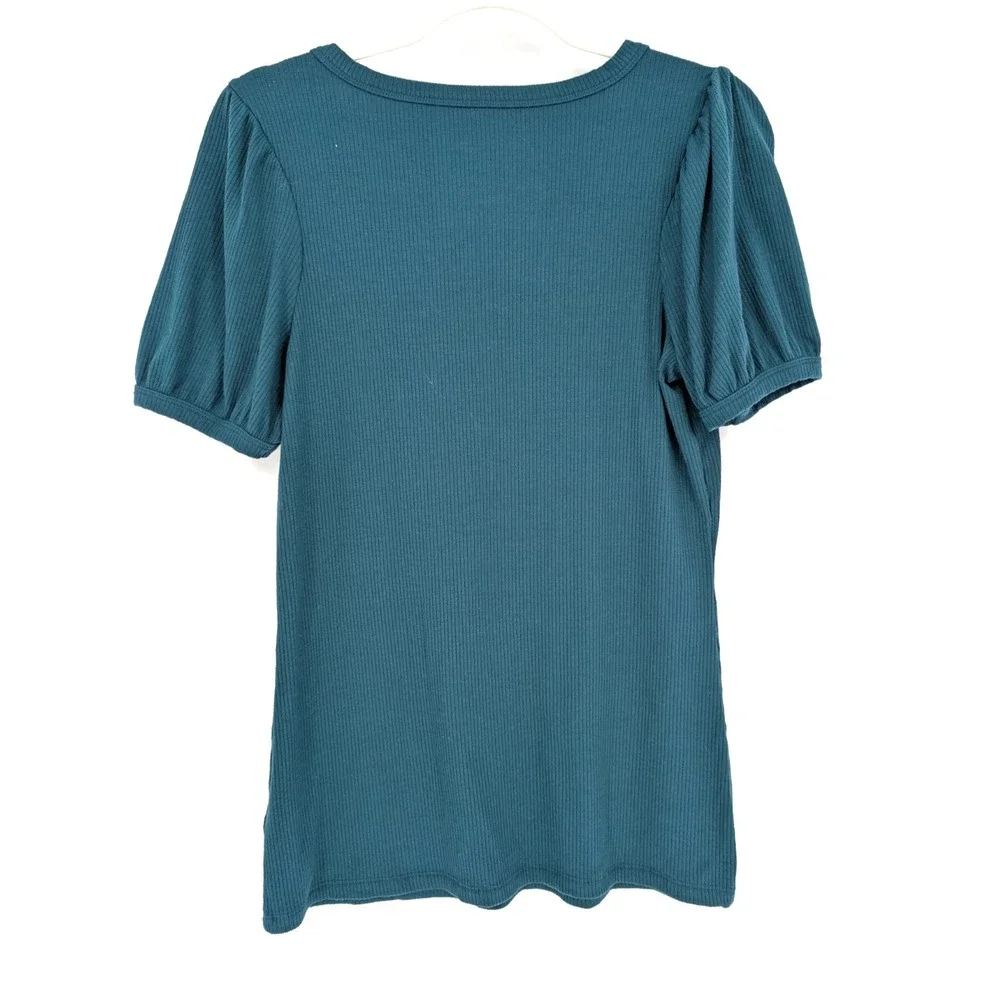 Torrid Super Soft Ribbed Puff Sleeve‎ Knit Top Dark Green 00/M Coquette Feminine - Picture 3 of 9